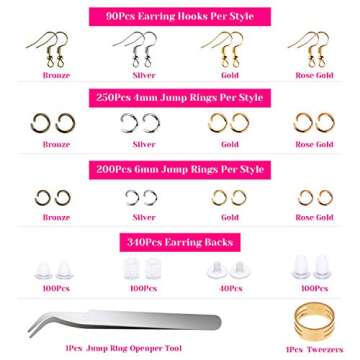 Earring Hooks for Jewelry Making, Shynek 2500Pcs Earring Making Supplies kit with Earring Hooks, Ope...