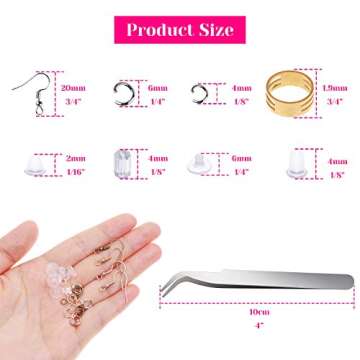 Earring Hooks for Jewelry Making, Shynek 2500Pcs Earring Making Supplies kit with Earring Hooks, Open Jump Rings, Earring Backs for Jewelry Making and Repair