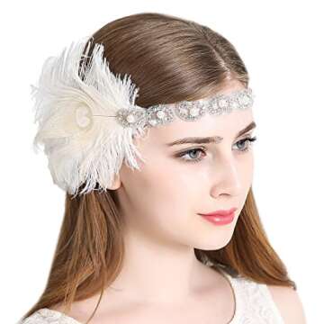 Women's Peacock 1920s Flapper Headband Art Deco Roaring 20s Gatsby Inspired Headpieces for Wedding P...
