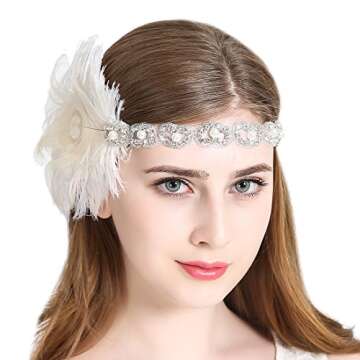 Women's Peacock 1920s Flapper Headband Art Deco Roaring 20s Gatsby Inspired Headpieces for Wedding Party