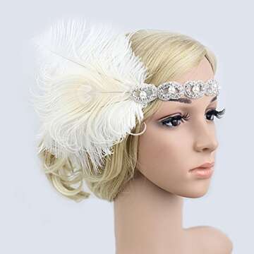 Women's Peacock 1920s Flapper Headband Art Deco Roaring 20s Gatsby Inspired Headpieces for Wedding Party