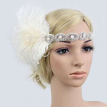 Women's Peacock 1920s Flapper Headband Art Deco Roaring 20s Gatsby Inspired Headpieces for Wedding Party