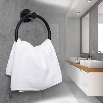 HouseAid Stainless Steel Towel Ring for Bathroom Hand Towel Holder Modern Circle Towel Hanger Round ...