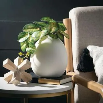 Sullivans White Ceramic Flower Vase, Modern Home Decor, Vases for Flowers, Vases for Centerpieces, Mantle, Tabletop, Accent Table Vases, Kitchen, Living Room, and Office Decor (CM3137)