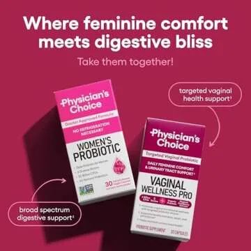 Physician's Choice Probiotics for Women - PH Balance, Digestive, UT, & Feminine Health - 50 Billion CFU - 6 Unique Strains for Women - Organic Prebiotics, Cranberry Extract+ - Womens Probiotic - 84 CT