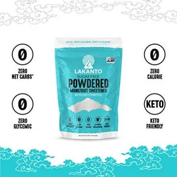 Lakanto Powdered Monk Fruit Sweetener with Erythritol - Powdered Sugar Substitute, Zero Calorie, Keto Diet Friendly, Zero Net Carbs, Baking, Extract, Sugar Replacement (Powdered - 1.76 lb)