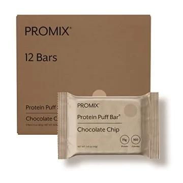 ProMix Nutrition Protein Puff Bars, 12-Pack - Chocolate Chip - Marshmallow Crispy Treat - Great Tast...
