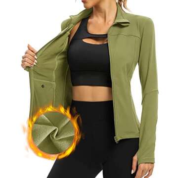 QUEENIEKE Womens Running Jacket Athletic Workout Jackets Track Full Zip Up Gym for Women Yoga Top Nu...