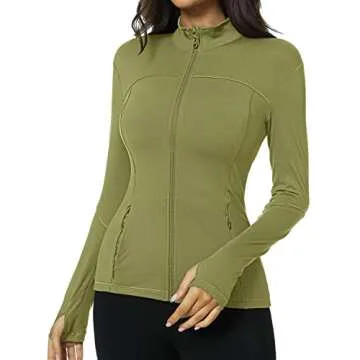 QUEENIEKE Womens Running Jacket Athletic Workout Jackets Track Full Zip Up Gym for Women Yoga Top Nurse Align Slim Fit Sport bbl Scrub Jacket Long Sleeve Sweater Green Small