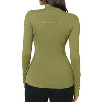 QUEENIEKE Womens Running Jacket Athletic Workout Jackets Track Full Zip Up Gym for Women Yoga Top Nurse Align Slim Fit Sport bbl Scrub Jacket Long Sleeve Sweater Green Small