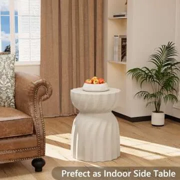 SUNBURY Outdoor Side Table, 19" H Outdoor Accent End Table, Patio Side Tables, Outdoor Coffee Tables, Garden Stool and Plant Stand for Patio, Garden, Living Room, and Backyard