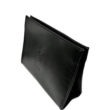 Yves Saint Laurent YSL Cosmetic Black Large Snap Pouch Makeup Bag YSL Fragrance Bag (8L X 6H X 3W) - Large
