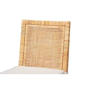 Baxton Studio Sofia Dining Chair and Dining Chair Natural Finished Wood and Rattan 2-Piece Dining Chair Set