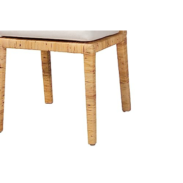 Baxton Studio Sofia Dining Chair and Dining Chair Natural Finished Wood and Rattan 2-Piece Dining Chair Set