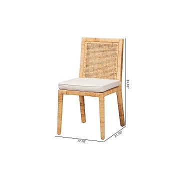 Baxton Studio Sofia Dining Chair and Dining Chair Natural Finished Wood and Rattan 2-Piece Dining Chair Set
