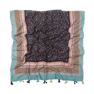 Yeieeo Lightweight Women's Fashion Floral Boho Soft Blanket Oversized Fringed Scarf Wraps Shawl(Floral 10)