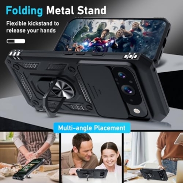 Janmitta Case for Google Pixel 10/10 Pro - Built-in Kickstand, Camera Lens Cover & Screen Protector,...