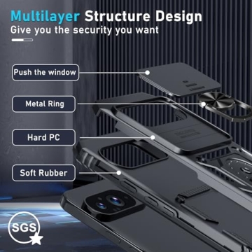 Janmitta Heavy Duty Phone Case with Kickstand and Lens Cover