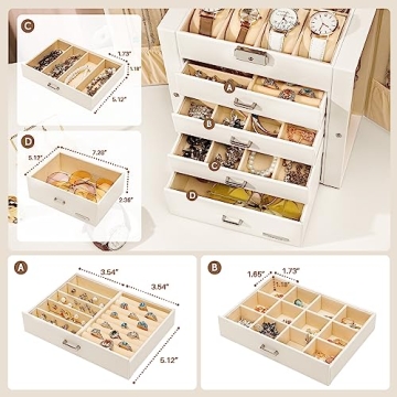 Elegant Homde Jewelry Box with Mirror & Lock for Storage