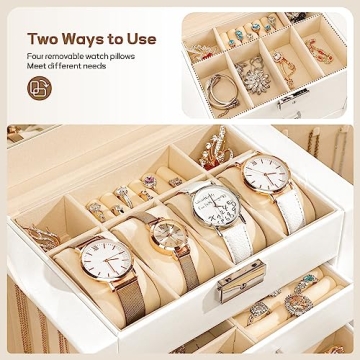 Elegant Homde Jewelry Box with Mirror & Lock for Storage