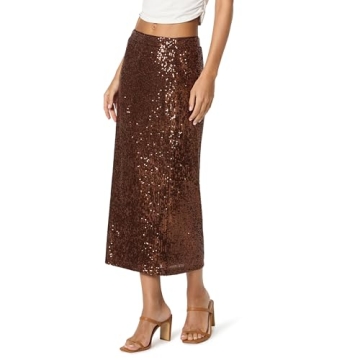 Shop Stylish Bianca Sequin Midi Skirt by The Drop