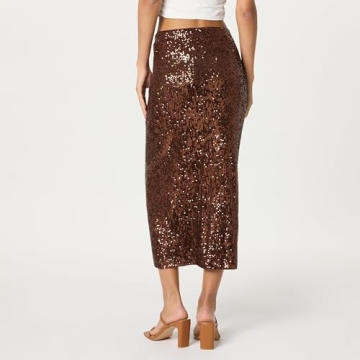 Shop Stylish Bianca Sequin Midi Skirt by The Drop
