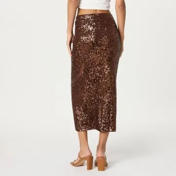 Shop Stylish Bianca Sequin Midi Skirt by The Drop