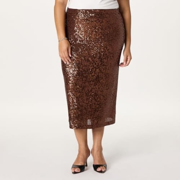 Shop Stylish Bianca Sequin Midi Skirt by The Drop