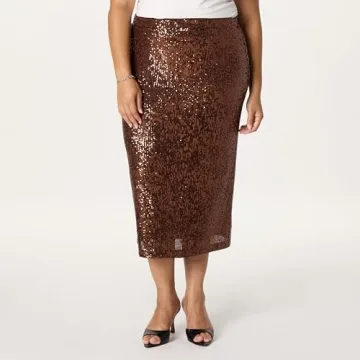 Shop Stylish Bianca Sequin Midi Skirt by The Drop