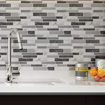Art3d Marble Grey Peel and Stick Kitchen Backsplash Tiles