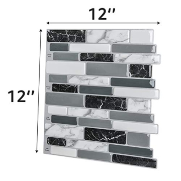 Art3d Marble Grey Peel and Stick Kitchen Backsplash Tiles