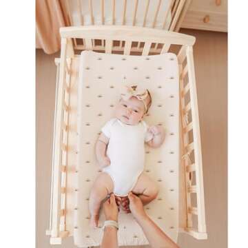 Konssy Muslin Changing Pad Cover for Baby Girls Boys, 100% Cotton Fitted Diaper Chang Table Covers, Soft Breathable Changing Pad Sheets, 2 Pack (Camel,Sun)