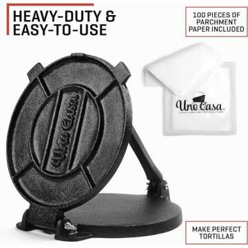 Uno Casa 8" Cast Iron Tortilla Press for Homemade Flatbreads