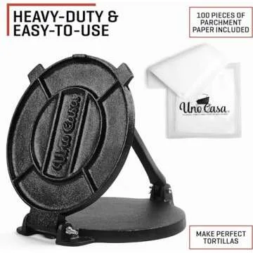 Uno Casa 8" Cast Iron Tortilla Press for Homemade Flatbreads