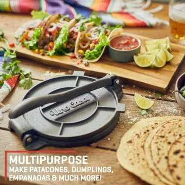Uno Casa 8" Cast Iron Tortilla Press for Homemade Flatbreads