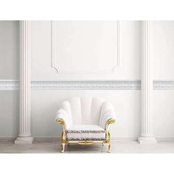 FIXPIX Royal Tulip Peel and Stick Wall Border Easy to Apply (Neutral Gray)