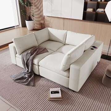 Stylish kevinplus Modular Sofa with Bluetooth Speakers