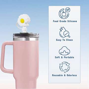 Stylish 10MM Straw Covers for Stanley Cup - 8PCS