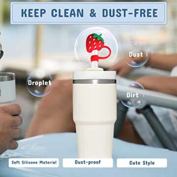 Stylish 10MM Straw Covers for Stanley Cup - 8PCS