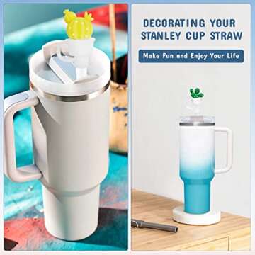 Stylish 10MM Straw Covers for Stanley Cup - 8PCS