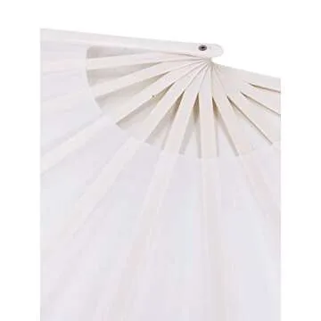 STHUAHE Large Folding Fans Rave Hand Fans Festival Fans for Women Men, Chinese Japanes Hand Held Folding Fan for Music Festival, EDM, Performance, Gifts, Party, Decoration (White)