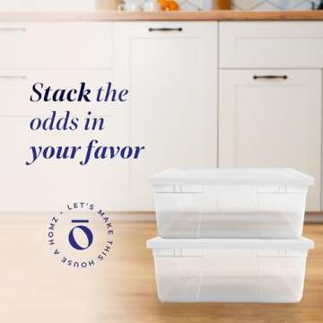 Eco-Friendly HOMZ 2 Pack Storage Bins - 28 Quart Clear Containers with Lids