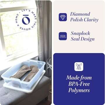 HOMZ 28 Quart Storage Bins - Eco-Friendly & Clear