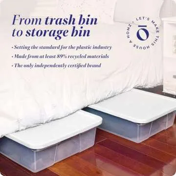 HOMZ 28 Quart Storage Bins - Eco-Friendly & Clear