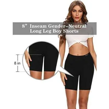 Molasus Womens Boxer Briefs Cotton Boy Shorts Underwear Anti Chafing Bike Short Long Leg Under Shorts Black 4 Pack X-Large