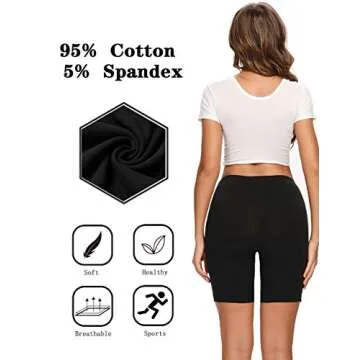 Molasus Womens Boxer Briefs Cotton Boy Shorts Underwear Anti Chafing Bike Short Long Leg Under Shorts Black 4 Pack X-Large