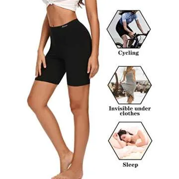 Molasus Womens Boxer Briefs Cotton Boy Shorts Underwear Anti Chafing Bike Short Long Leg Under Shorts Black 4 Pack X-Large
