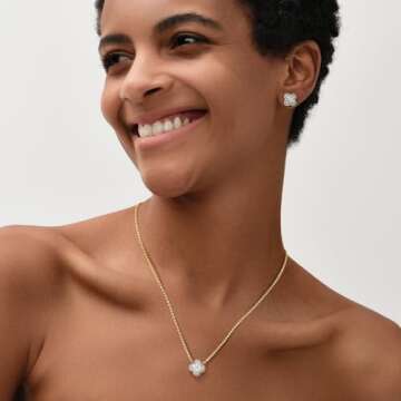 MEVECCO Dainty Gold Necklace For Women 18k Gold Plated Full CZ Flower Pendant Necklace Handmade Necklace Jewelry Everyday Wear