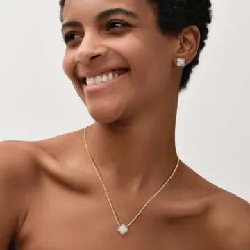 MEVECCO Dainty Gold Necklace For Women 18k Gold Plated Full CZ Flower Pendant Necklace Handmade Necklace Jewelry Everyday Wear