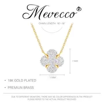 MEVECCO Dainty Gold Necklace For Women 18k Gold Plated Full CZ Flower Pendant Necklace Handmade Necklace Jewelry Everyday Wear